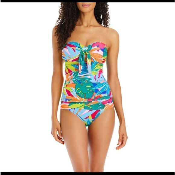 NWOT BLEU BY ROD BEATTIE LIFE OF THE PARTY DRAPED BANDEAU TANKINI - Picture 1 of 7